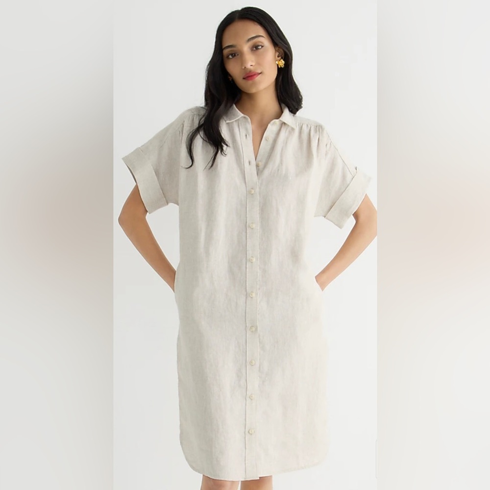 J crew Relaxed-fit short-sleeve Baird McNutt Irish linen shirtdress in flax XXS